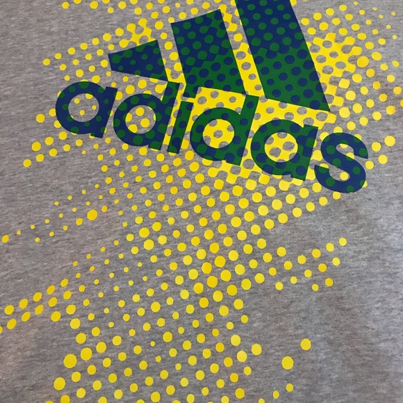 Adidas Gray and Yellow Climate Cotton Hoodie, Mens Size XL - Picture 9 of 9